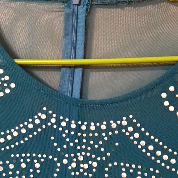 Forest green jumpsuit with multi colored rhinestones - Picture 5 of 10